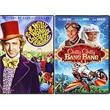 Chitty Chitty Bang Bang &amp; Willy Wonka &amp; the Chocolate Factory Musical DVD Set / Classic Family Movie Bundle Double Feature