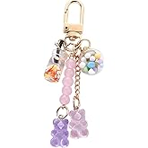 WinldMonmo Purple Resin Gummy Bear Keychain – Cute Candy Color Animal Bear Charm for Women, Colorful Key Ring for Car Keys, Backpack, and Bag Pendant, Girly Keychain Accessory, Perfect Jewelry Gift