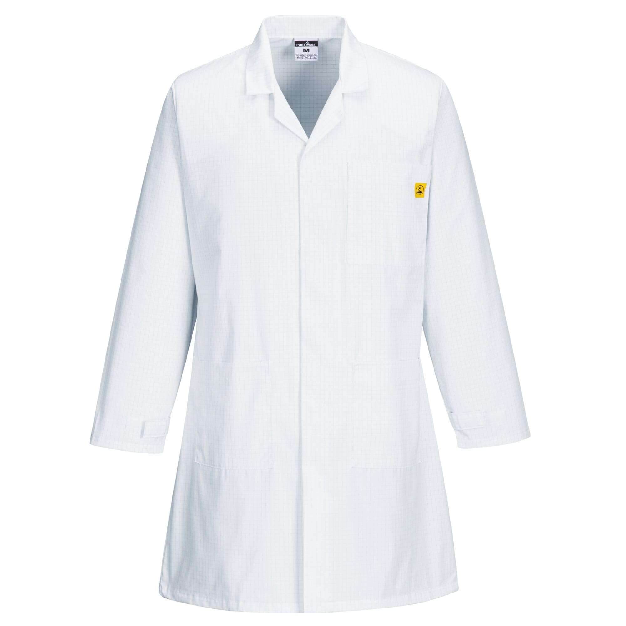 Portwest Anti-Static ESD Coat, Size: S, Colour: White, AS10WHRS