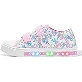 EUXTERPA Toddler Light Up Sneakers Kids Casual Canvas Shoes with Adjustable Strap for Girls Boys