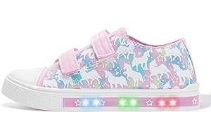 EUXTERPA Toddler Light Up Sneakers Kids Casual Canvas Shoes with Adjustable Strap for Girls Boys