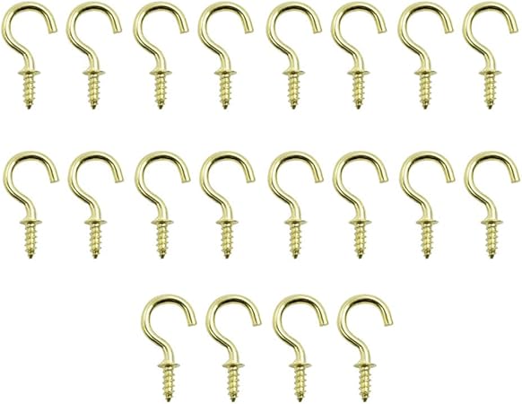 Honjie 5 8 Brass Plated Ceiling Screw Cup Hooks 20 Pcs Amazon Com