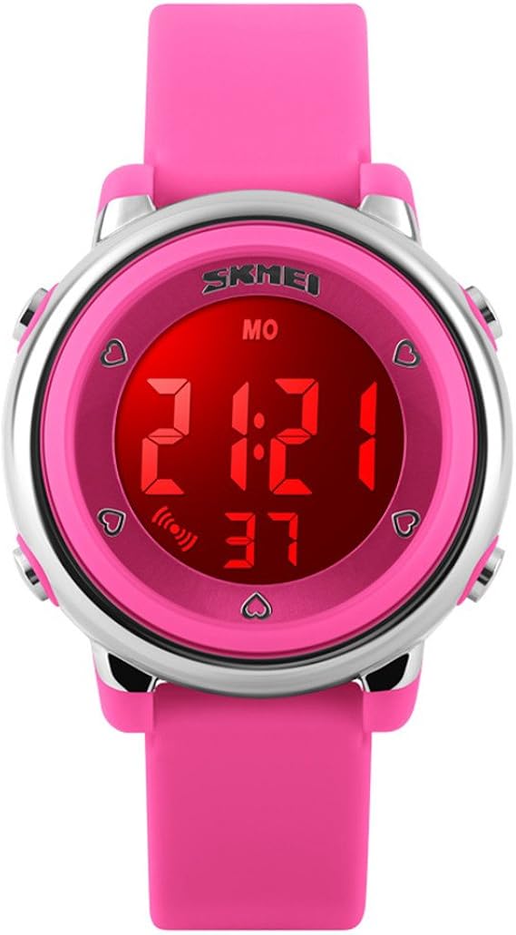 Amazon Skmei 腕時計 キッズ 男の子 女の子 デジタル Led 日付曜日 防水 ストップウォッチ アラーム ローズ レッド ボーイズ腕時計 腕時計 通販