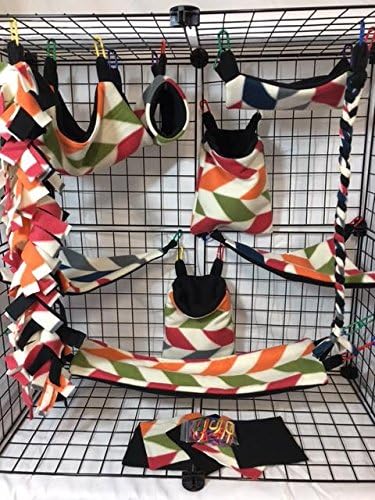 The Kozy Kritter 15 Piece Multi Color Broken Chevron Sugar Glider Cage Set
