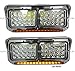 LED Headlights with Amber-Amber LED Light Strip Chrome LH & RH (Compatible with Kenworth T600 T800, Compatible with Peterbilt 379, Fits Western Star 4900, Fits Freightliner FLD)