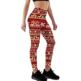 Women's Christmas Leggings Printed High Waisted Tights Trendy Workout Yoga Pants S-XL