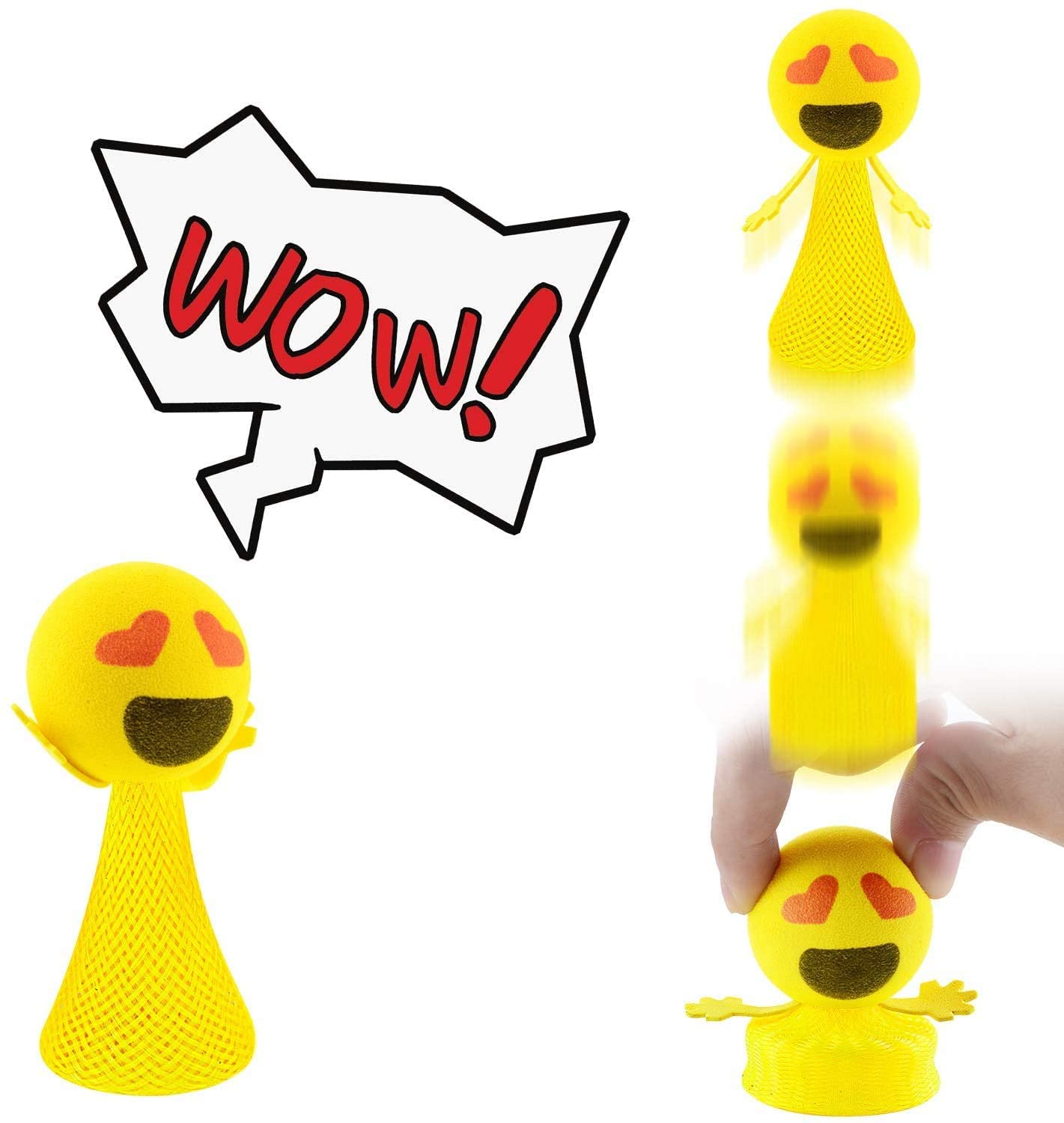 Liberty Imports 24 PCS Jumping Emoticon Popper Spring Launchers LED Light Up Toy Bouncy Party Favors Supplies and Goodie Bag Fillers for Kids, Toddlers (Classic Edition)