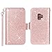 Harryshell Bling Sparkle 12 Card Slots Detachable Magnetic Wallet PU Leather Flip Protective Case with Wrist Strap for Samsung Galaxy S9 (2018) (Rose Gold)