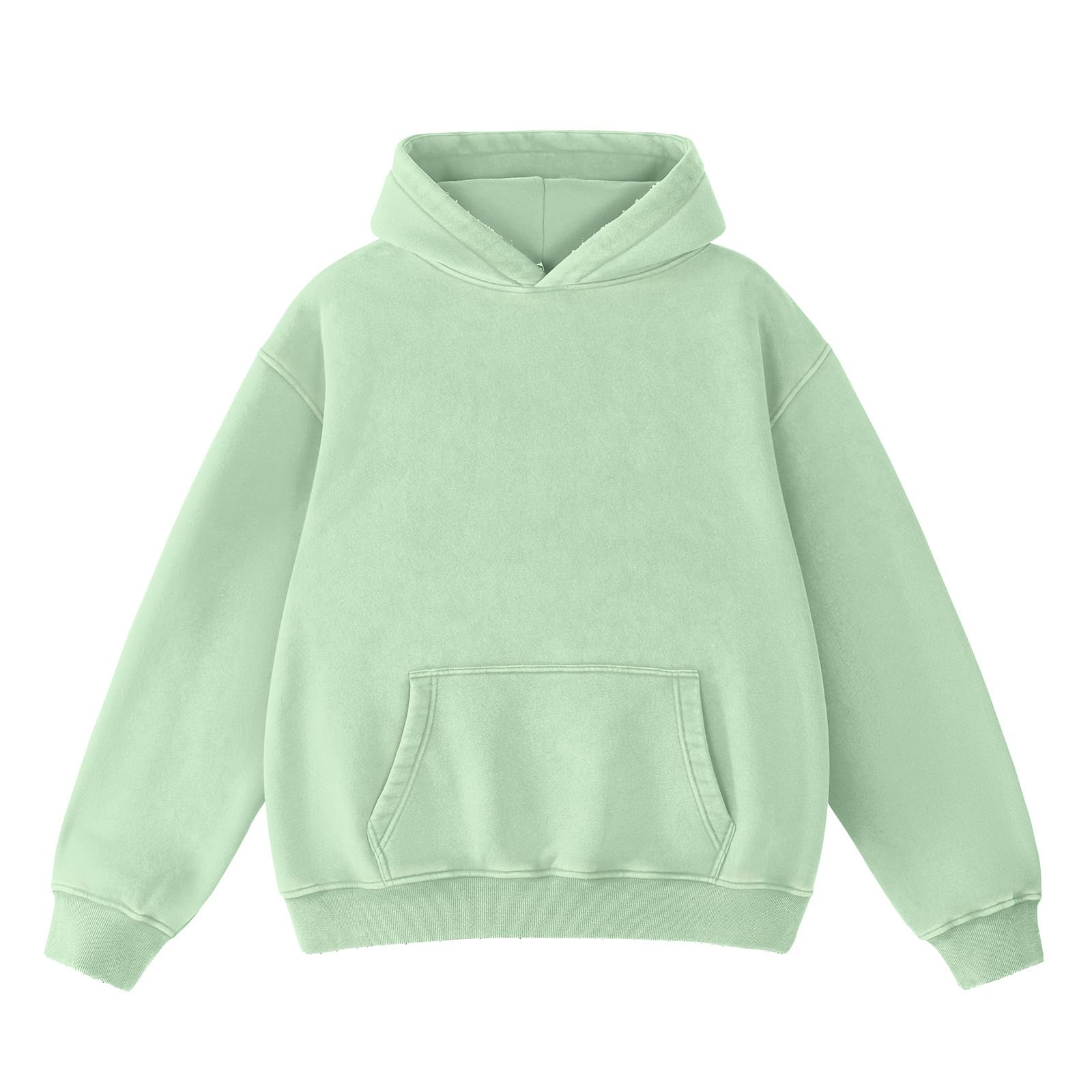 FAIABLE Womens Oversized Acid Wash Hoodie Unisex Heavyweight Cotton Hoodies Fleece Vintage Washed Distress Sweatshirt Women Men Couples Streetwear College Casual Fall Winter Autumn 2026 Sage Green Image