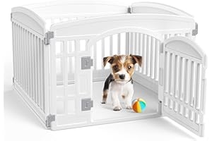 Smug Dog Playpen 6-Panel 24 Inch Safe Secure Indoor Outdoor Pet Fence, Folding Portable 35 x 35 x 24IN, Ideal for Small to Medium Dogs Easy to Clean