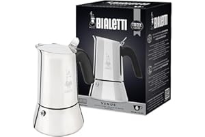 Bialetti - New Venus Induction, Stovetop Coffee Maker, Suitable for all Types of Hobs, Stainless Steel, 6 Cups (7.9 Oz), Silver