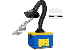 KINGSOM Solder Fume Extractor with 2 in 1 Filter, 180m³/h Smoke Absorber Remover, 3 Speeds Adjustment, Compact Desktop Welding Fume Extractor DIY Soldering, 3D Printing, Nail Salon Blue