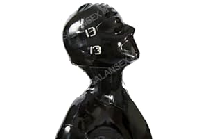 SALANSEX Full Face Cover Mask with Mouth Plug and Eye Patch, Sex Latex Hood Mask with Zipper