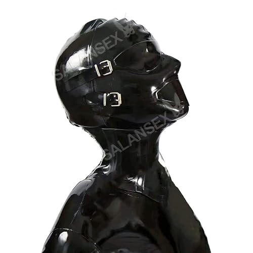 Latex Hood with Mouth Plug and Eye Patch, Full Face Mask Rubber Head ...