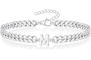 FOCOOG Gold/Silver Bracelets for Men Christmas Gifts - Cuban Link Chain | Adjustable Size | Meaningful Initial Bracelet for Men, Unique Christmas Gifts for Husband Dad Grandpa Boyfriend Brother Son Friend…