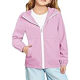 Haloumoning Girls Hooded Jackets Kids Waterproof Windbreaker Lightweight Rain Coats with Pockets 5-14 Years