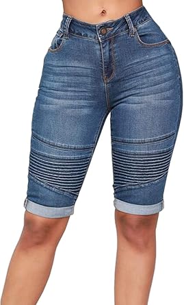 high rise knee length shorts