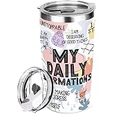 jeilink Positive Tumbler,Daily Affirmations for Women Mental Health Inspirational Gifts for Sister Friend Boss Coworker Birthday Friendship Christmas Office 20 oz Insulated Coffee Tumbler Travel Cup