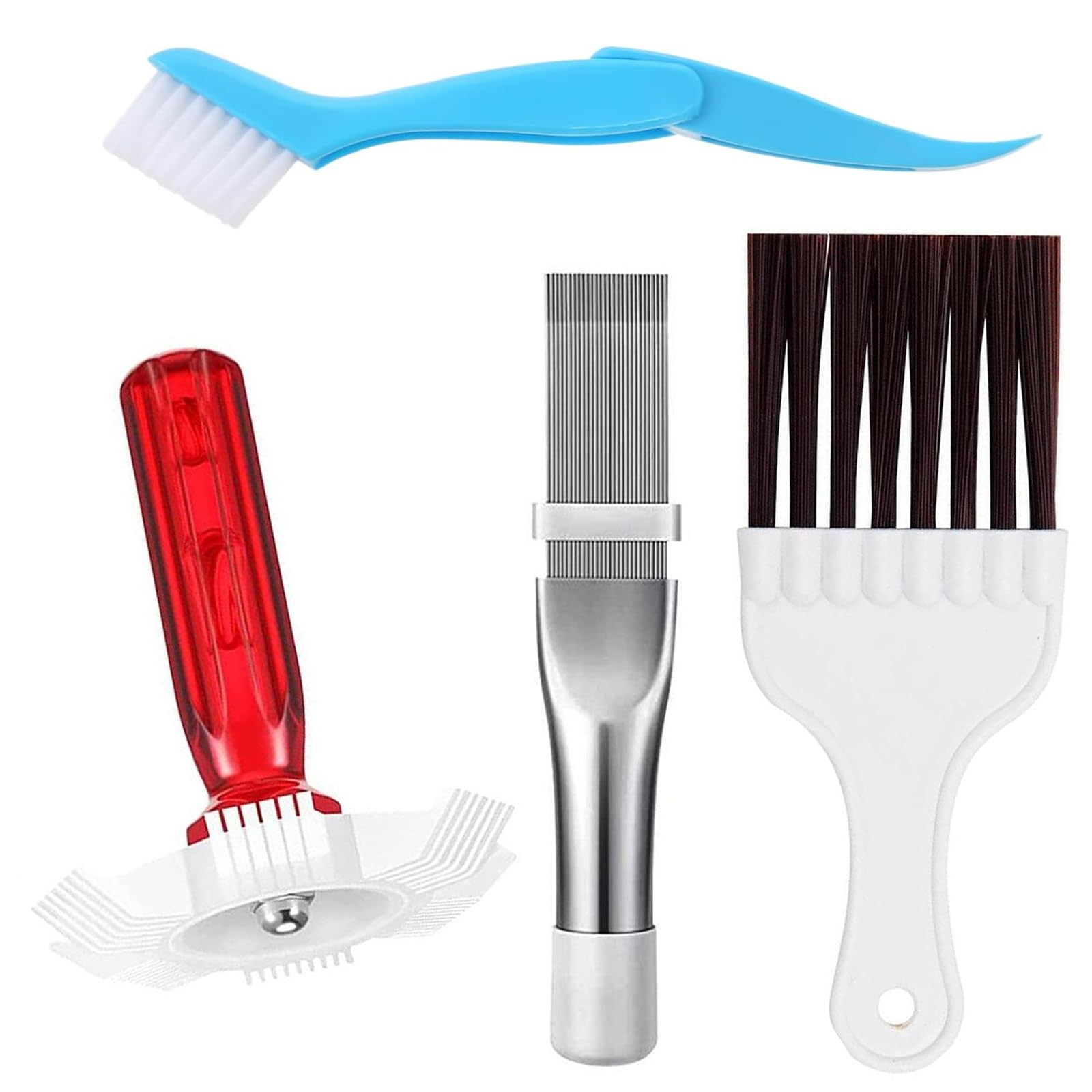 XPOOP 4-Piece Air Conditioner Cleaning Kit, AC Fin Comb, Stainless Steel, For Cleaning Air Conditioners, Refrigerators, Coils