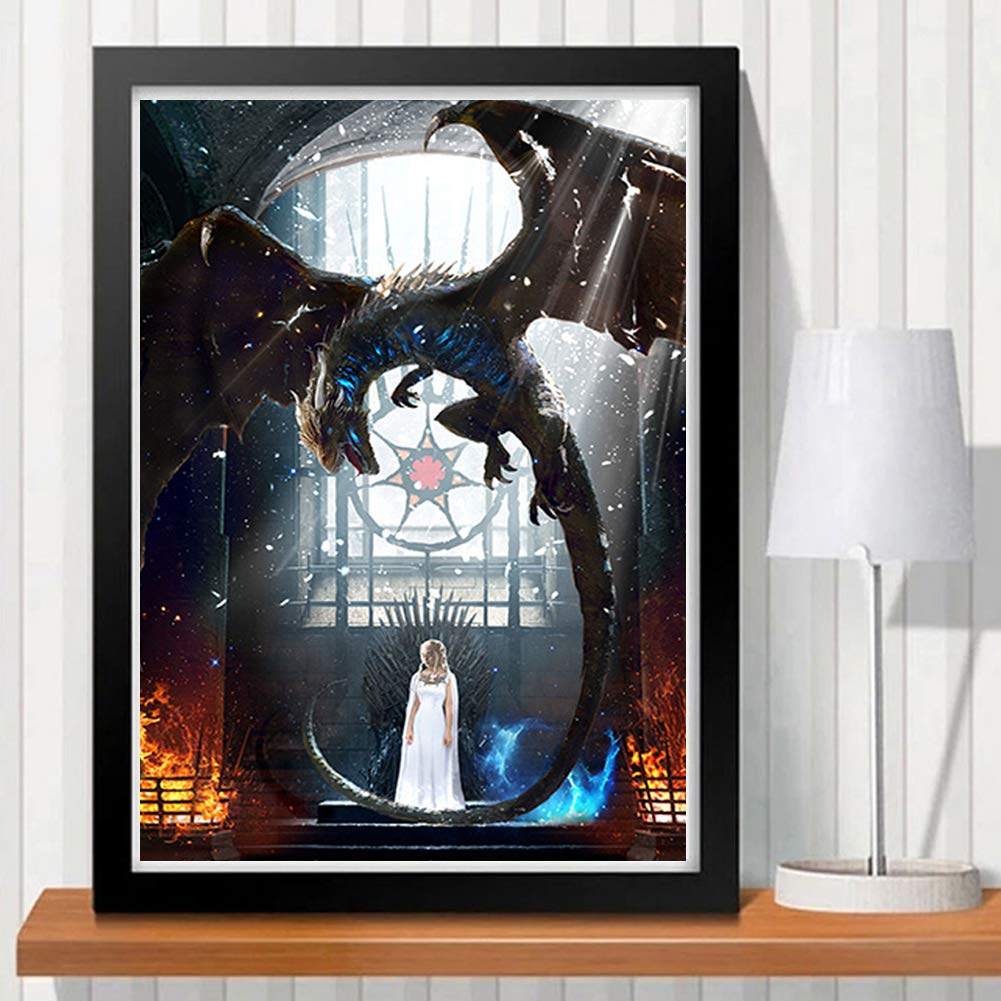 DIY 5D Diamond Painting Game of Thrones Series by Number Kits, Painting Cross Stitch Full Drill Crystal Rhinestone Embroidery Pictures Arts Craft for Home Wall Decor Gift (C, 30x40 cm)