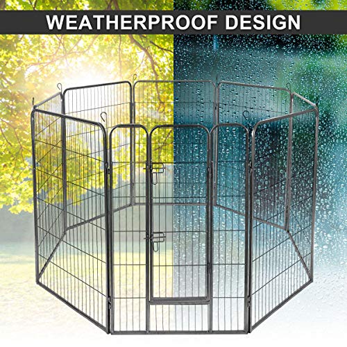 Giantex 48 inch Dog Fence with Door, 16/8 Panels Dog Playpen for