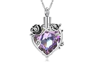 shajwo Cremation Jewelry Rose Flower Heart Urn Necklaces for Ashes for Women Memorial Human Ashes Pendant
