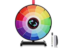 Hooomyai 18" Tabletop Spinning Prize Wheel 12 Slots with Heavy Duty Plastic Base, Dry Erase Markers and Eraser for Fortune Spin Game in Party Pub Trade Show Carnival