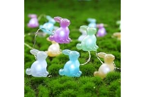 BOHON Easter Decoration Bunny LED String Lights Battery Operated with Remote 10 ft 40 LEDs Rabbit Shaped String Lights for Bedroom Party Indoor Birthday Wedding Decor