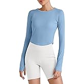 G4Free Rash Guard for Women Long Sleeve UPF 50+ Sun Shirts Athletic Workout Tops UV Hiking Cropped Tops Running Outdoor(Smog Blue,S)