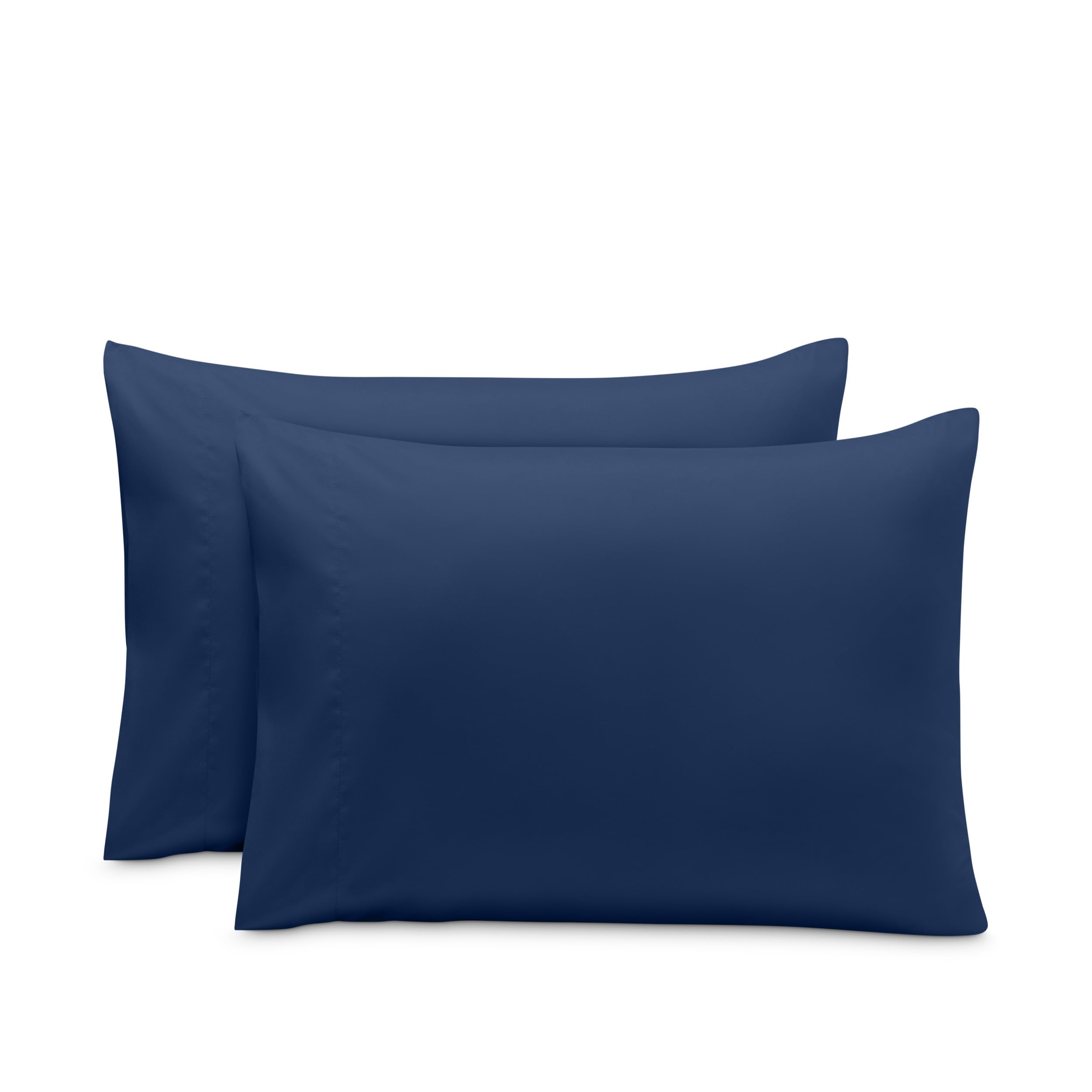 Bare Home Microfibre Pillowcase Set Standard Size - 2 Pack Pillow Cases - Lightweight - Cooling - Soft Brushed Microfibre - Pillow Covers (50x75, Dark Blue)