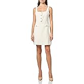 Karl Lagerfeld Womens Sleeveless Square Neck Tweed A-line Mini Dress