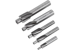 Hilitand 5pcs Counterbore Drill Bits Set, 4 Flutes Straight End Mill Cutter HSS Countersink Slot End Mill Cutter M3-M8 for Co