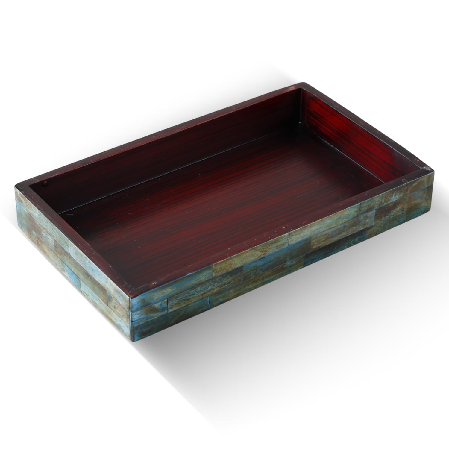 Handicrafts Home Small Bathroom Tray for Countertop, Vanity Tray for Perfume & Cosmetics, Guest Towel Holder, Decorative Serving Tray for Bathroom & Kitchen Counter Organizer, Vintage Decor - 10x6