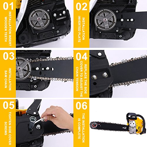 Voluker 20" 52CC 2 Strokes 3.0HP Gas Powered ChainSaw 2 Stroke Petrol Chain Saw for Cutting Wood with Tool Kit (52CC-Y)