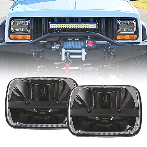 1 Pair Rectangular 5"x7" Led Headlight High Low Beam Headlamp For Jeep Wrangler YJ Cherokee XJ Trucks Replacement H6054 H5054 H6054LL 69822 6052 6053 (2 pcs)