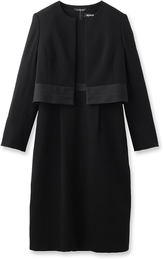 Amazon ワールド オンラインストア セレクト World Online Store Select Indivi サテン切替アンサンブル 019 ブラック 15 15号 スーツ 通販