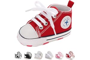 ORAWU Newborn Baby Girls Boys Canvas Shoes Infant Soft Sole Slip On First Walkers Sneaker Toddler Flat Loafers High Top Crib Denim Unisex Moccasins Shoe