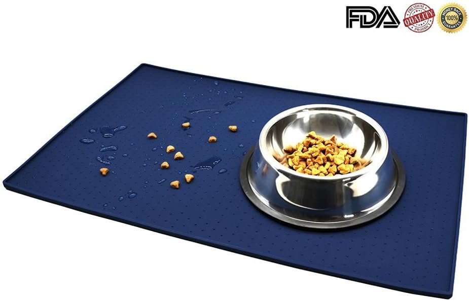 amazing buys Silicone Pet Food Mat,Premium Waterproof FDA Food Grade Silicone, BPA Free, 18.9" X 11.8" Flexible and Easy to Clean Feeding Mat, Protects Your Floors from Food and Water Spills