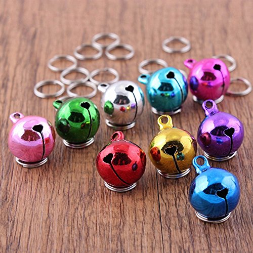Daycount Pack of 7 Metal Jingle Bells Loose Beads Festival Party Decoration, Pet Cat Puppy Dog Bells for Collar, DIY Crafts Accessories (Random Color)