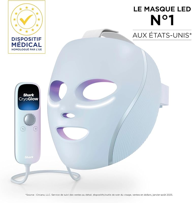 CryoGlow Masque LED Rouge et Bleue, Luminothérapie Infrarouge, Bleu
