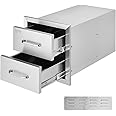 Mophorn Outdoor Kitchen Drawers 14W x 14.3H x 23D Inch, Flush Mount Double BBQ Drawers Stainless Steel with Handle, BBQ Island Drawers for Outdoor Kitchens or Grill Station