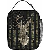 YETTA YANG Camouflage Hunting Tactical Deer Camo American Flag Portable Lunch Bag Insulated Lunch Box Reusable Totes For Women Men Work Picnic Camping