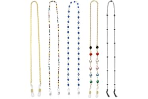 WADY Eyeglass Chain, 5 Pcs Colorful Beaded Glasses Chain, Fashion Adjustable Eyeglasses Chains, Reading Glasses Chains, Pract