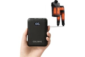5V/7.4V 10000mAh Heated Vest Battery Pack Ultra-Light Portable, USB, Type-C and DC Ports