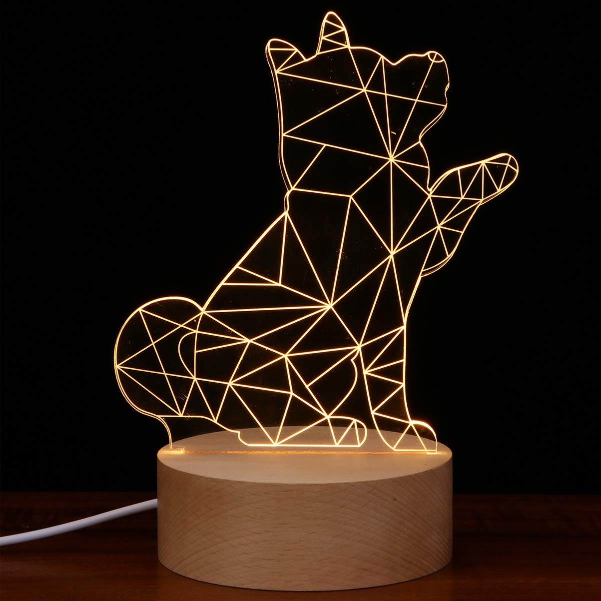 3D Illusion Night Light Akita Dog Bedside Table Lamp with Button for Birthday Room Bedroom Home Office Decoration