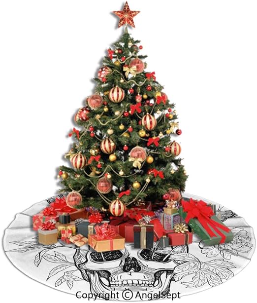 Amazon Com Sfeatrutmat Christmas Tree Skirt Day Of The Dead Decor