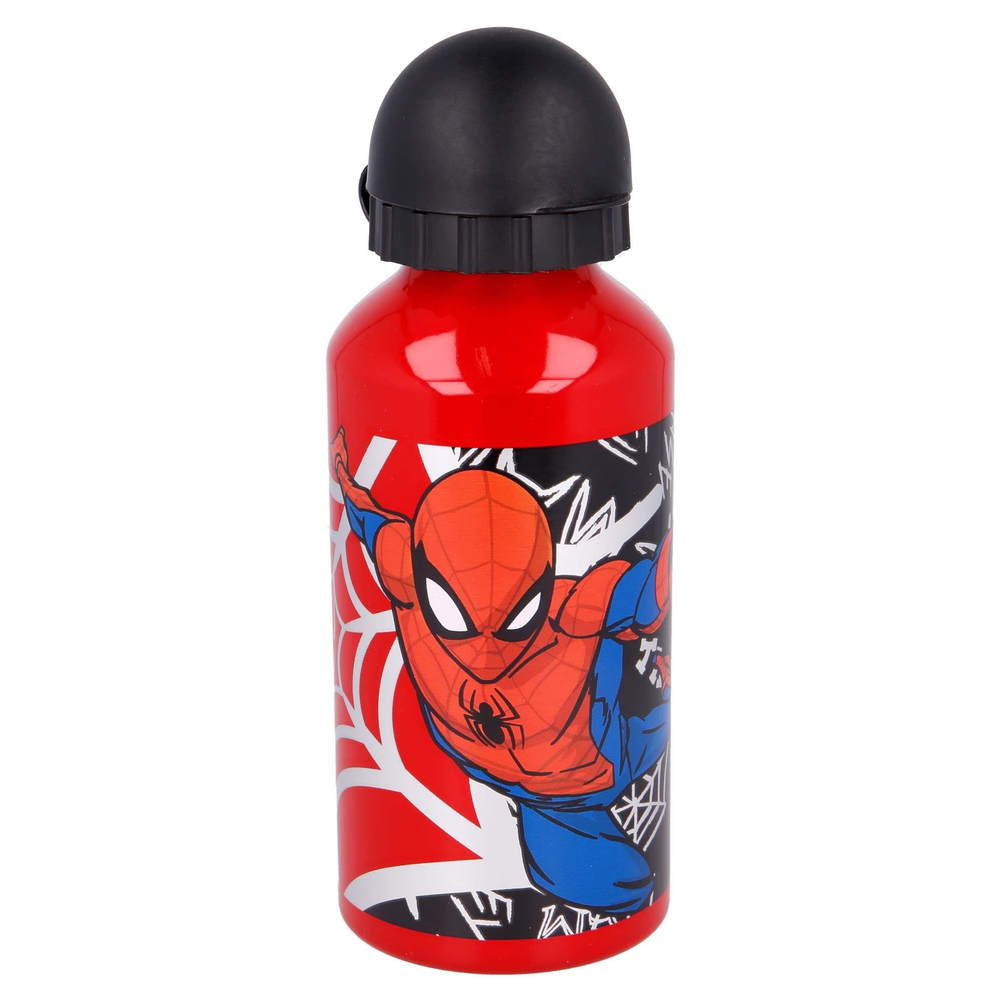 STOR Small Aluminium Bottle 400 ML Spiderman Urban Web, Multicoloured, Estándar