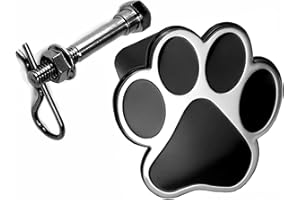 LFPartS Dog Animal Paw Foot Emblem Metal Trailer Hitch Cover Plug (Fit 2" Receivers, Chrome & Black)