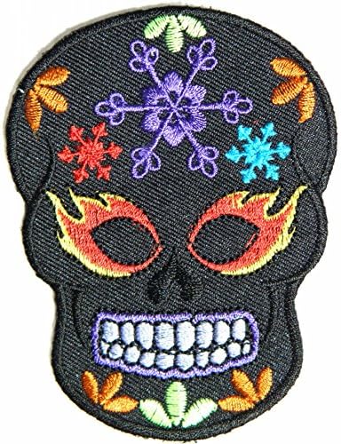 Flame Eye Snowflake Sugar Skull Day of the Dead Punk Rock Hippie Lady Rider Logo Biker Jacket T shirt Patch Sew Iron on Embroidered Badge Custom