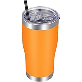 VEGOND 20oz Tumbler Stainless Steel Tumbler Cup with Lid And Straw Vacuum Insulated Double Wall Travel Coffee Mug(orange package 1)